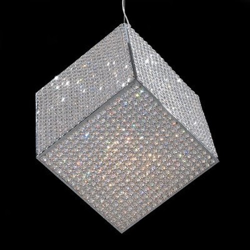 Cube Collection 23 Light Chrome Finish and Clear Crystal Geometric Pendant 24" L x 24" W x 24" H Large