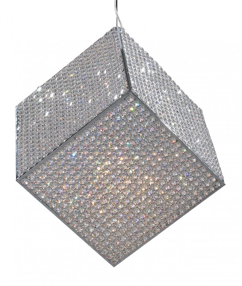 Cube 20 light Chrome Finish with Clear Crystal Pendant LED