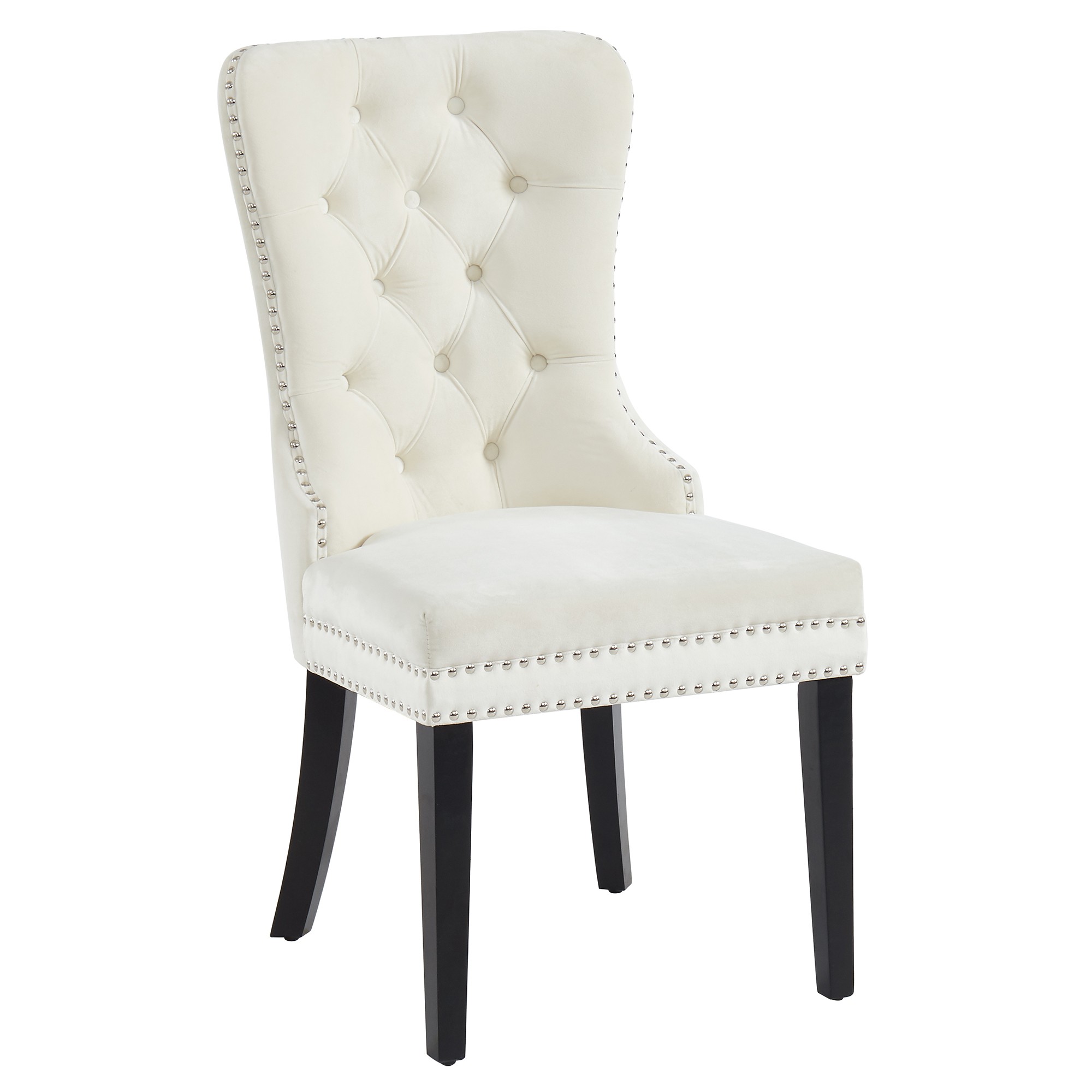 Rizzo Velvet Side Chair Ivory