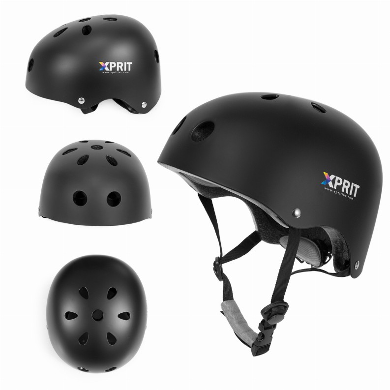 XPRIT Kids/Adults Protection Helmet For Scooter, Hoverboard, Skateboard and Bicycle - Small Black