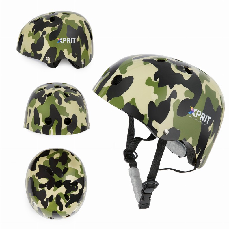 XPRIT Kids/Adults Protection Helmet For Scooter, Hoverboard, Skateboard and Bicycle - Medium Camouflage