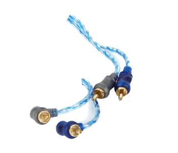 RCA Cable 6' Right Angle Blue/Platinum Twisted