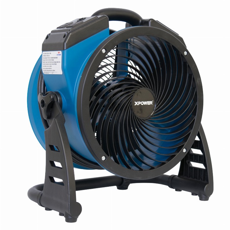 XPOWER CFM 4 Speed Industrial Axial Air Mover, Blower, Fan with Built-in Power Outlets