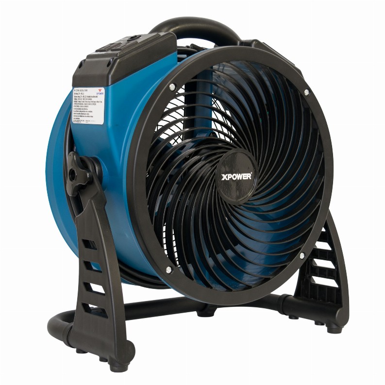 XPOWER CFM 4 Speed Industrial Axial Air Mover, Blower, Fan with Built-in Power Outlets