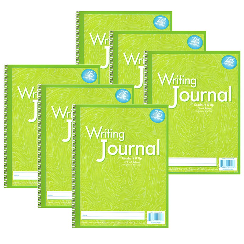 Writing Journal, Liquid Color, 3/8" Ruling, Grades 4+, Pack of 6