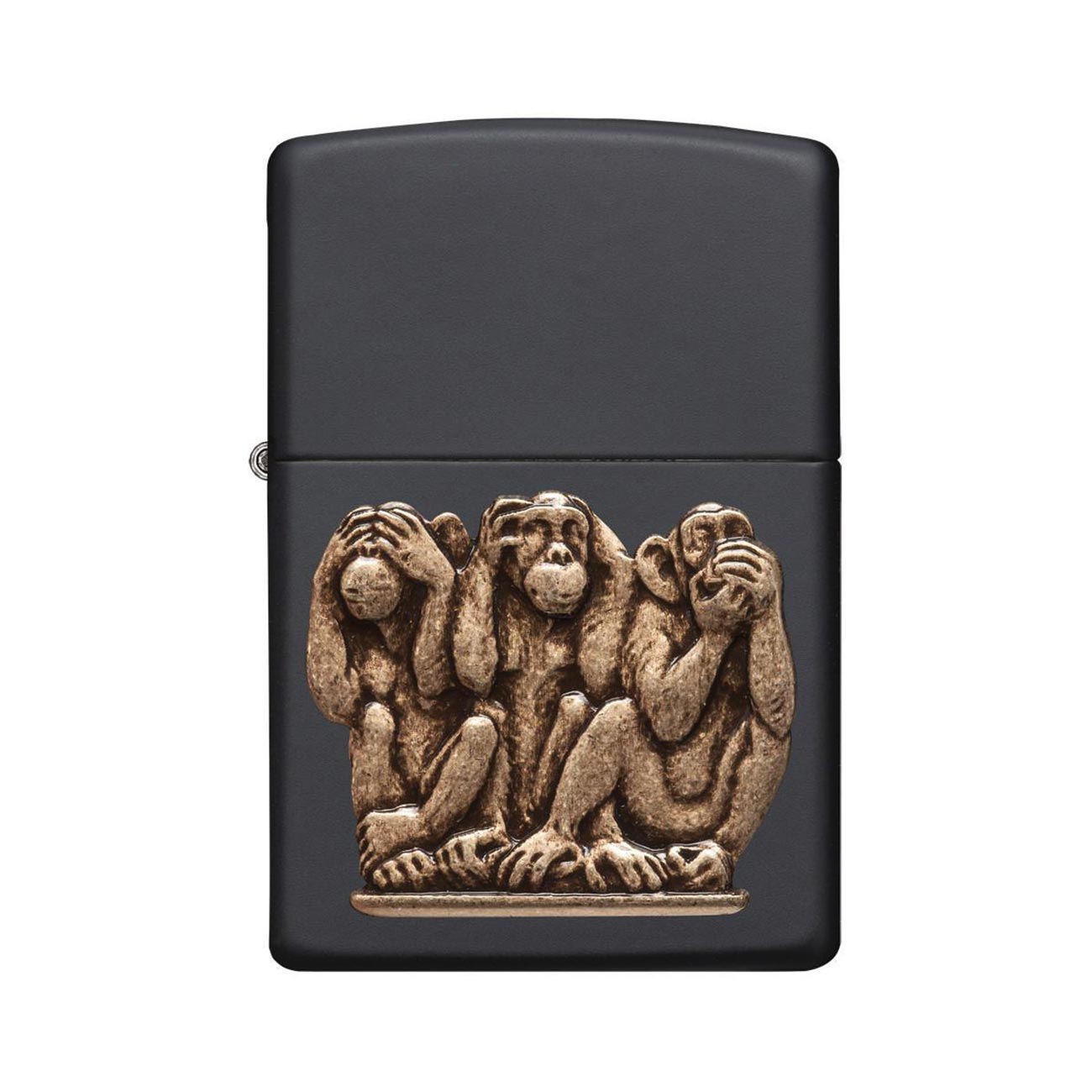 Zippo Windproof Lighter Three Monkeys Black Matte Finish