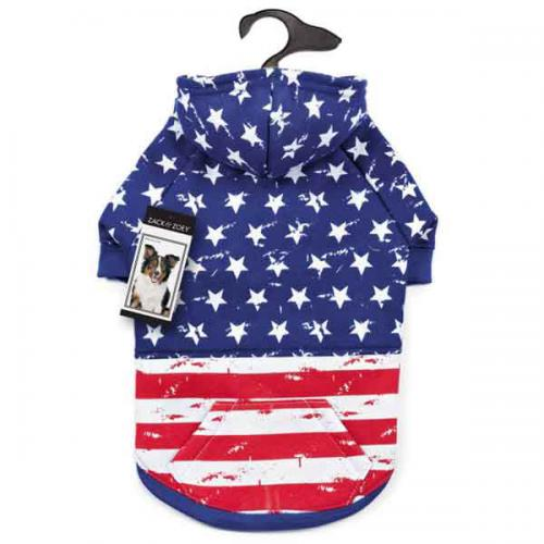 ZZ Distressed American Flag Hoodie - Xsmall Red White Blue