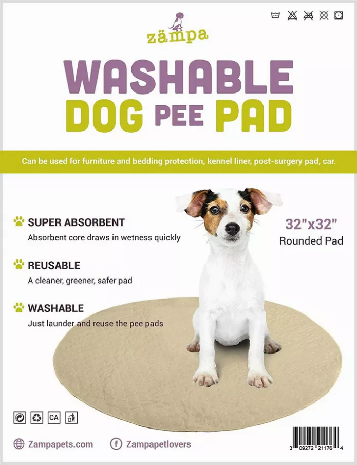 Zampa Pets Quality Whelp Round, Circular Shape Reusable Dog Pee Pads - 32" Round