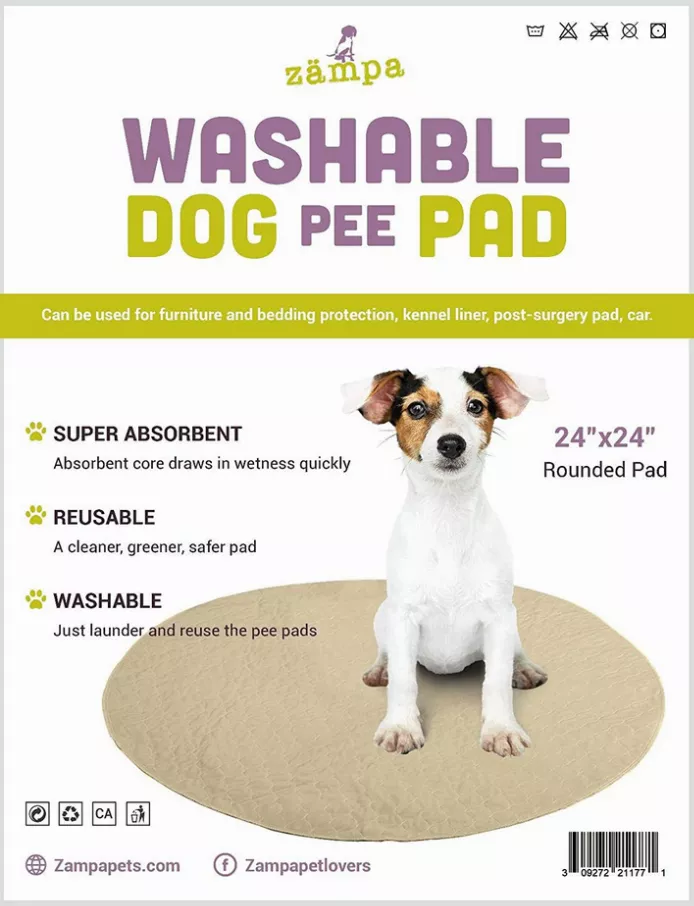 Zampa Pets Quality Whelp Round, Circular Shape Reusable Dog Pee Pads - 24" Round