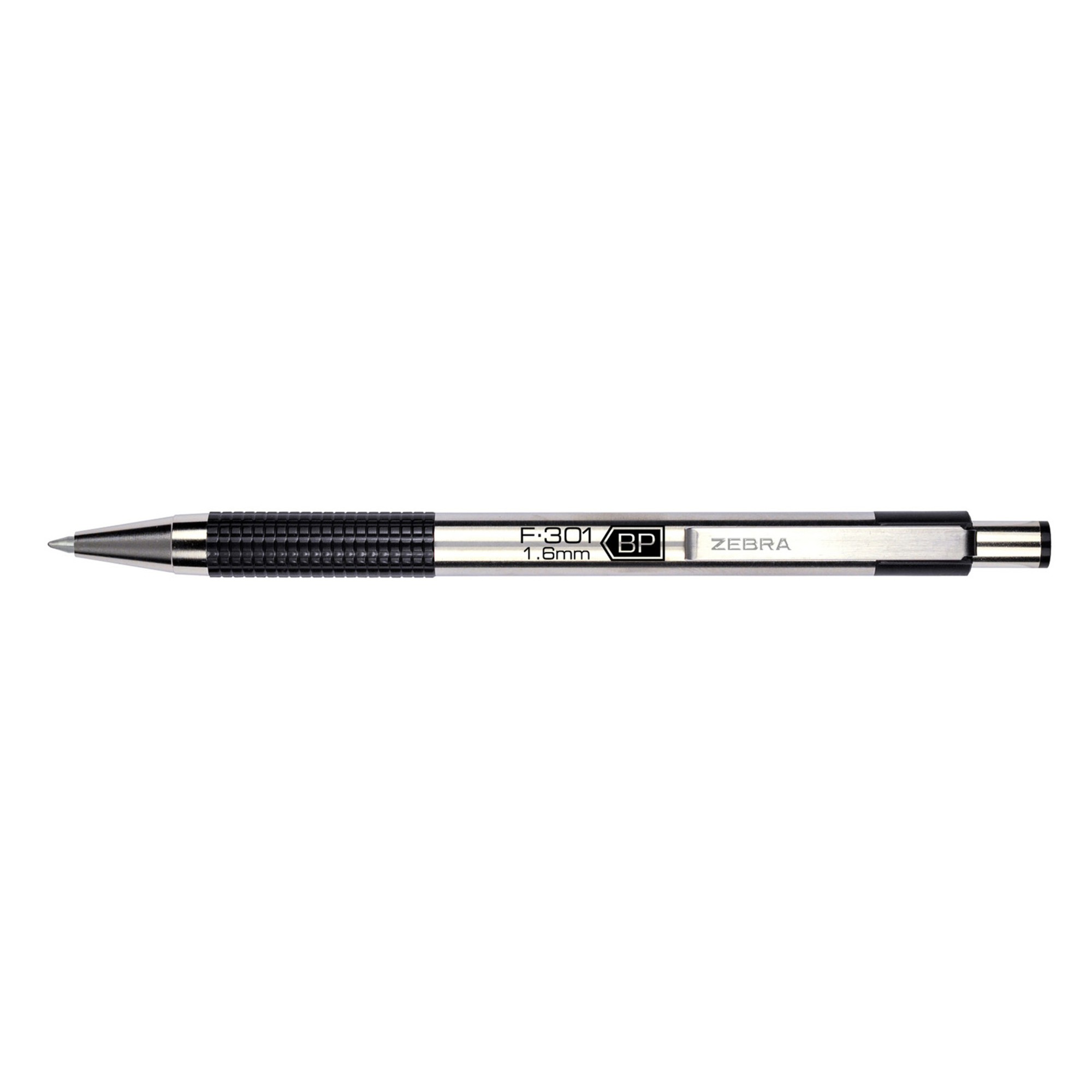 Zebra STEEL 3 Series F-301 Retractable Ballpoint Pen - Bold Pen Point - 1.6 mm Pen Point Size - Refillable - Retractable - Black