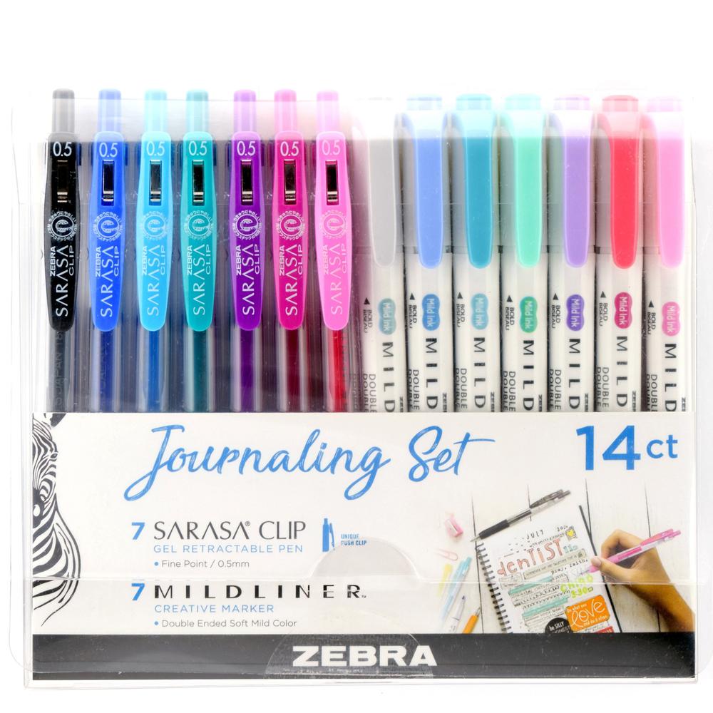 Zebra Journaling Set Mildliner & Sarasa Clip Gel Pen and Highlighter Set - 1 mm Pen Point Size - Bullet, Chisel Marker Point Sty