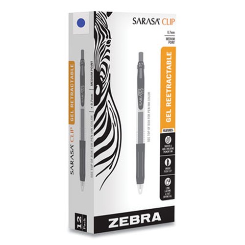 Zebra SARASA Clip Retractable Gel Pen - 0.7 mm Pen Point Size - Retractable - Blue Water Based, Pigment-based, Gel-based Ink - 1