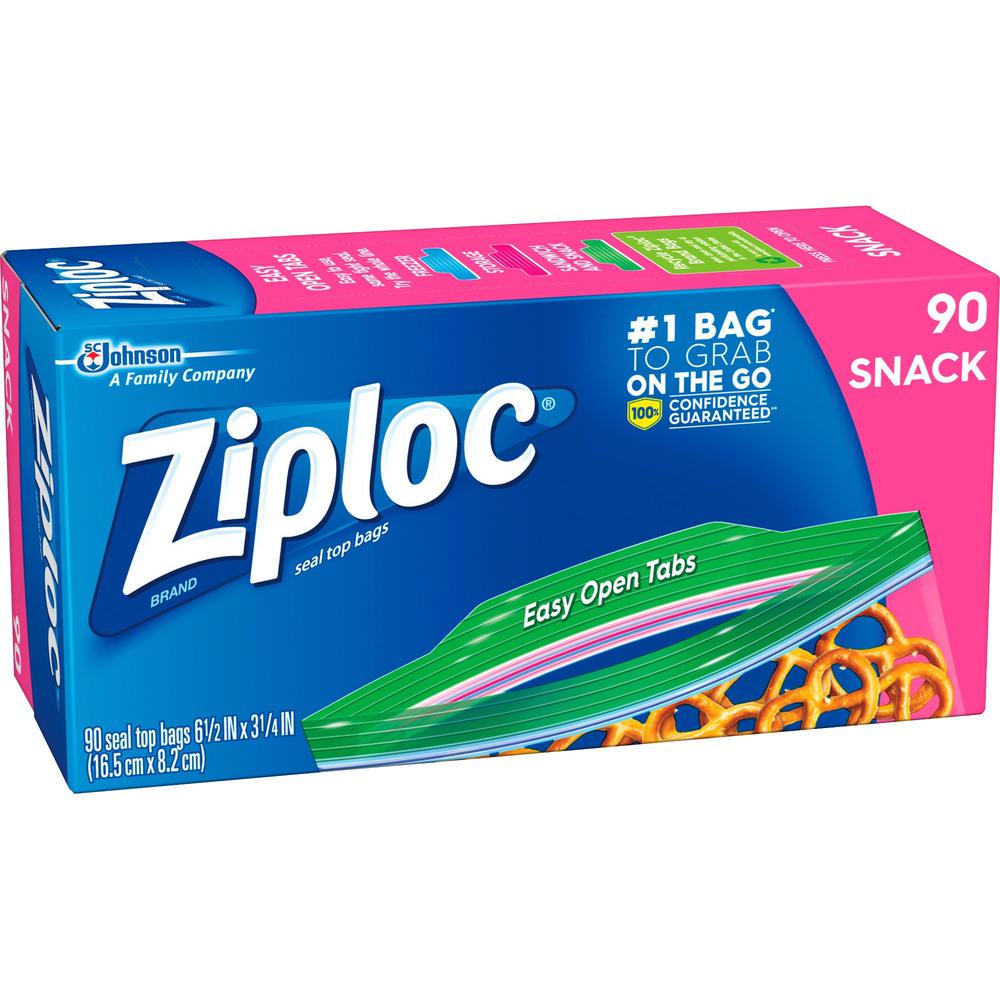 Ziploc Snack Size Storage Bags - 6.50" Width x 3.25" Length - Clear - 12/Carton - 90 Per Box - Food, Supplies