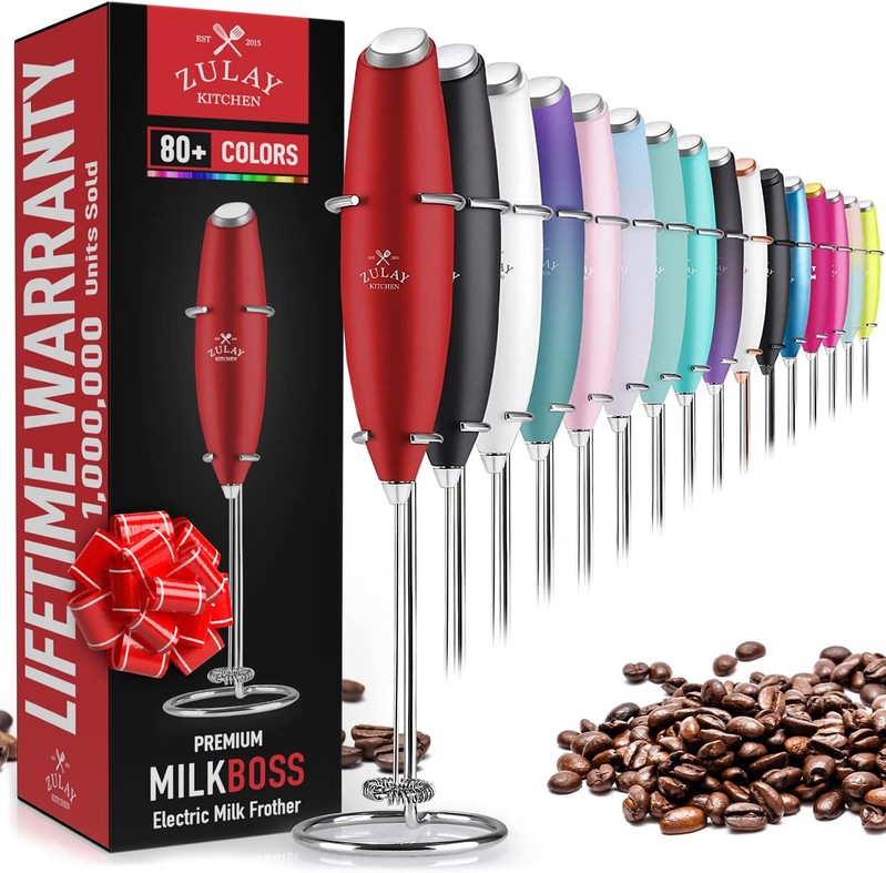 Milk Boss Milk Frother With Stand RED