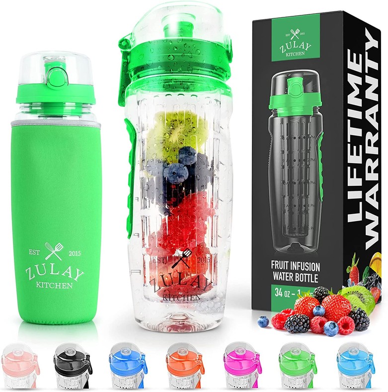 Portable Water Bottle with Fruit Infuser GRN