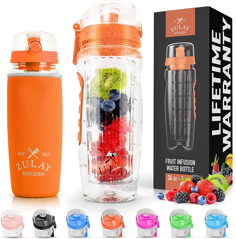 Portable Water Bottle with Fruit Infuser ORNG