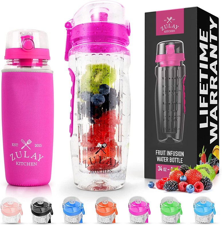 Portable Water Bottle with Fruit Infuser PNK