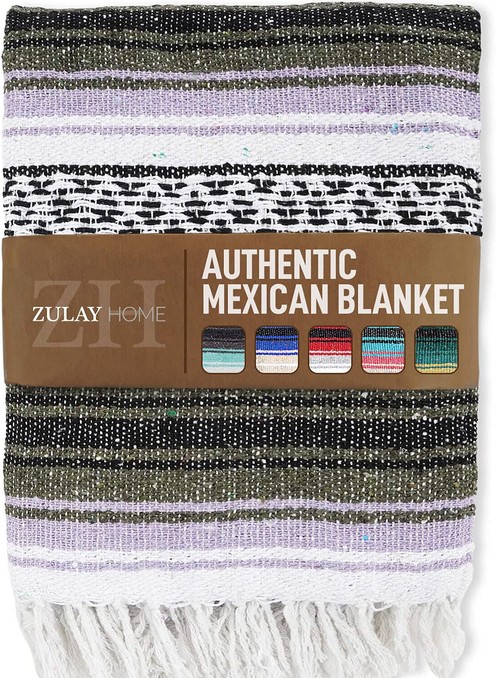 Zulay Home Hand Woven Mexican Blanket GNVL