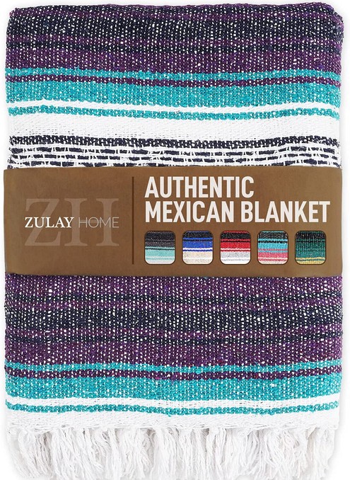 Zulay Home Hand Woven Mexican Blanket PPTLM