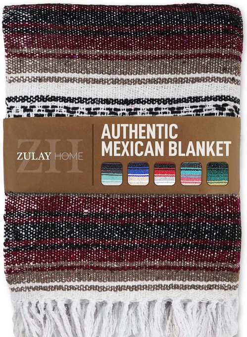 Zulay Home Hand Woven Mexican Blanket RDGY