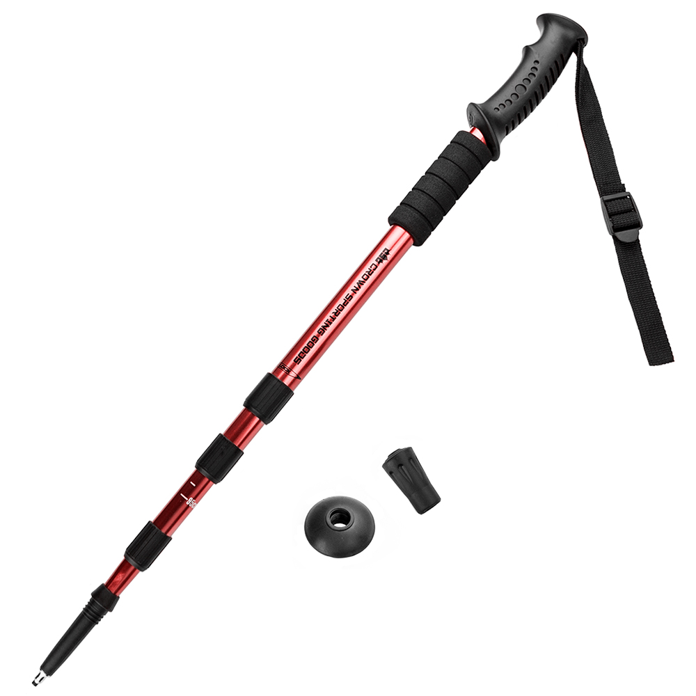 43" Red Shock-Resistant Adjustable Trekking Pole