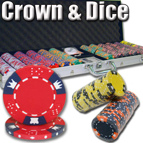 600 Count - Custom Breakout - Poker Chip Set - Crown & Dice 14 G - Aluminum