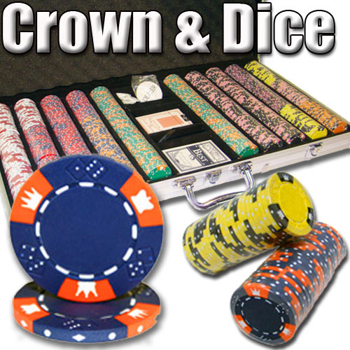 750 Count - Pre-Packaged - Poker Chip Set - Crown & Dice 14 G - Aluminum