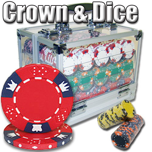 600 Count - Custom Breakout - Poker Chip Set - Crown & Dice 14 G - Acrylic