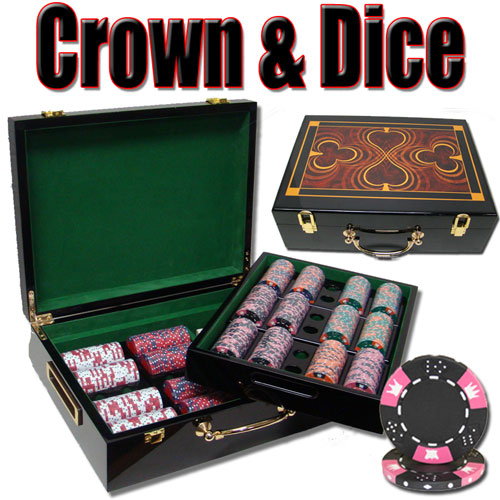 500 Count - Pre-Packaged - Poker Chip Set - Crown & Dice 14g - Hi Gloss