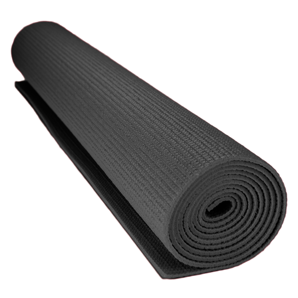 1/8-inch (3mm) Compact Yoga Mat with No-Slip Texture - Black