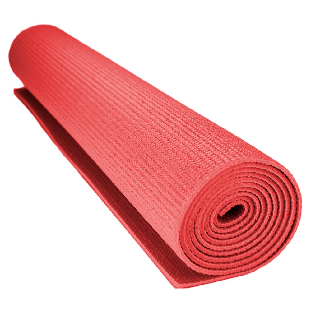 1/8-inch (3mm) Compact Yoga Mat with No-Slip Texture - Red