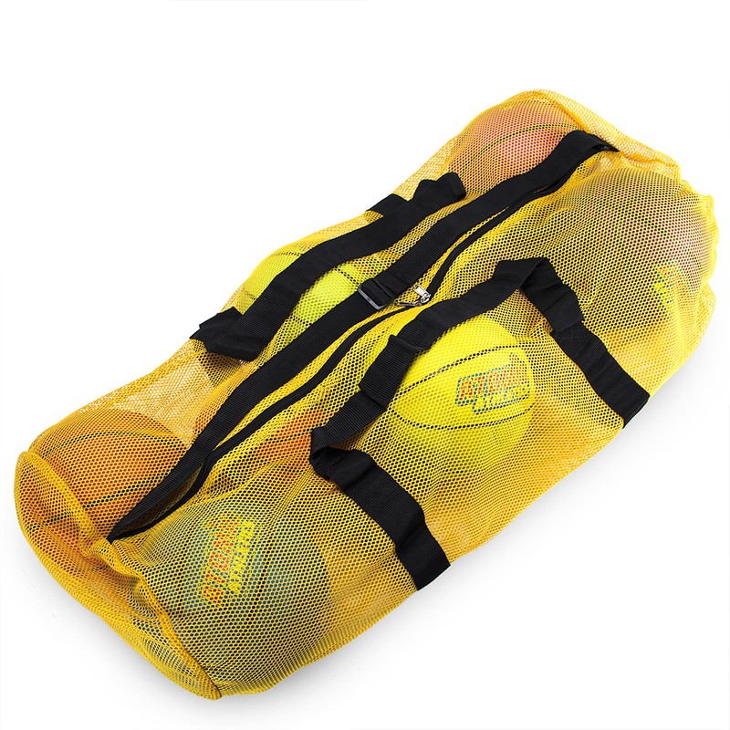39" Mesh Sports Ball Bag with Strap, Yellow