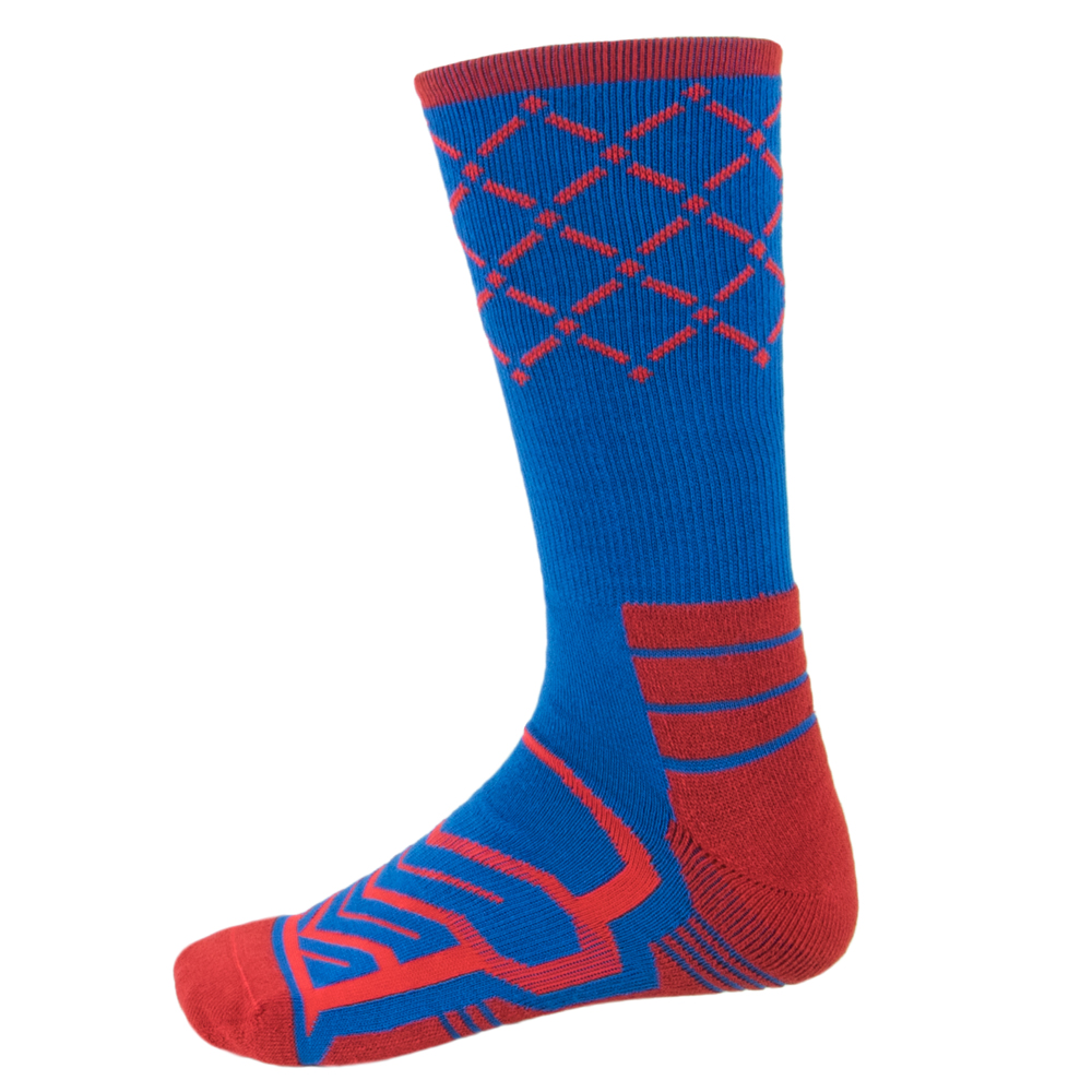 Large Basketball Compression Socks, Blue/Red