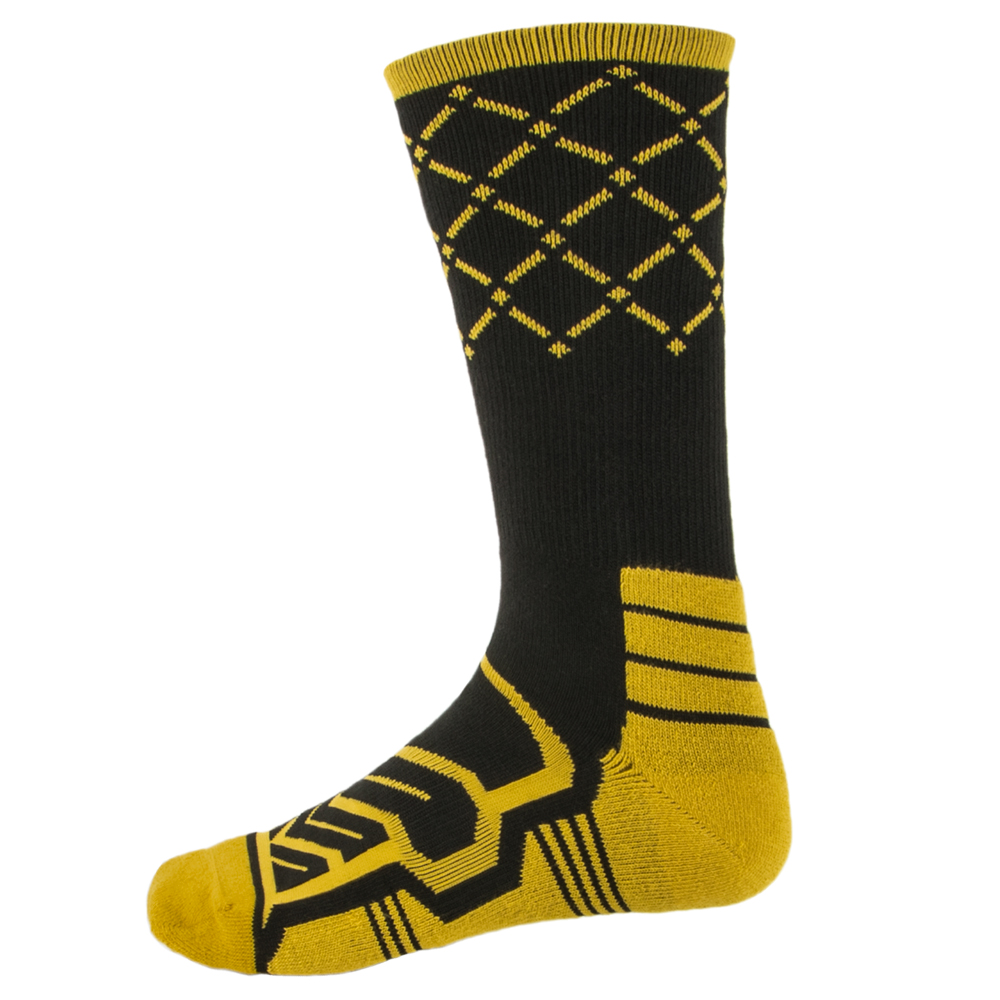 Large Basketball Compression Socks, Black/Yellow