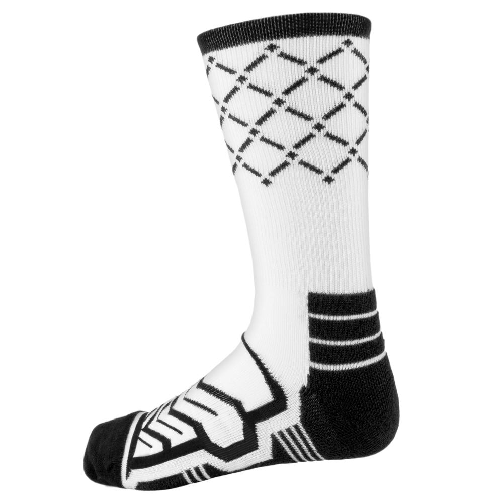 Large Basketball Compression Socks, White/Black