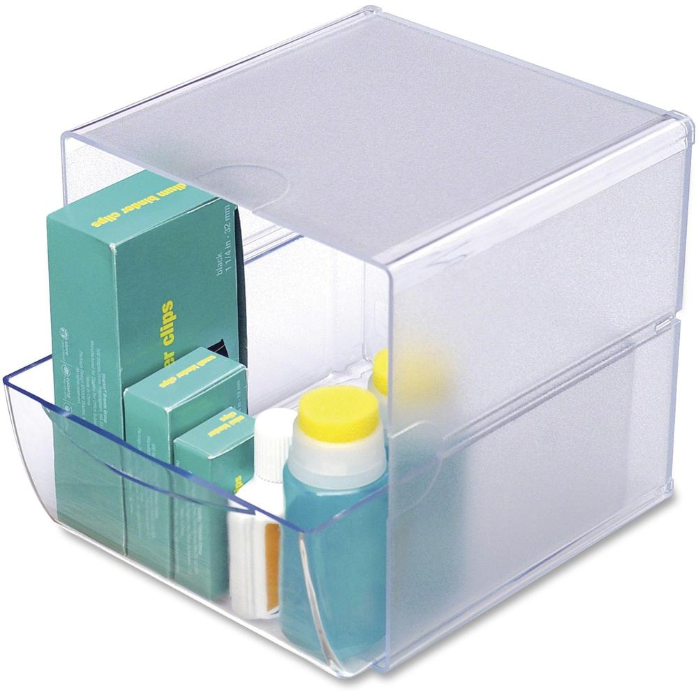 Deflecto Stackable Cube Organizer - 1 Drawer(s) - 6" Height x 6" Width x 7.2" Depth - Stackable, Removable Drawer, Removable Div