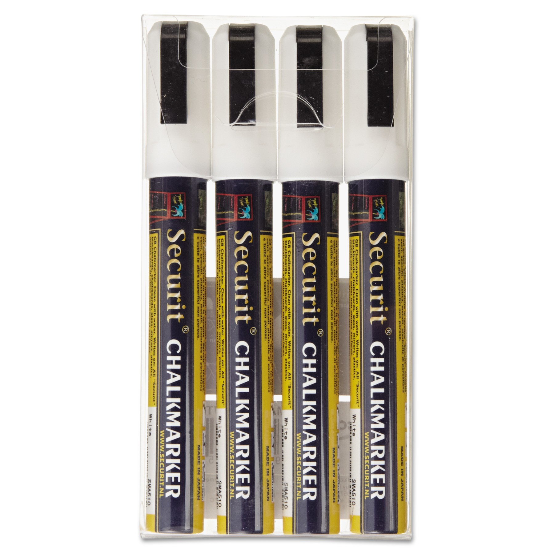 Deflecto Wet Erase Markers - Fine, Bold Marker Point - Chisel Marker Point Style - White - 4 / Pack