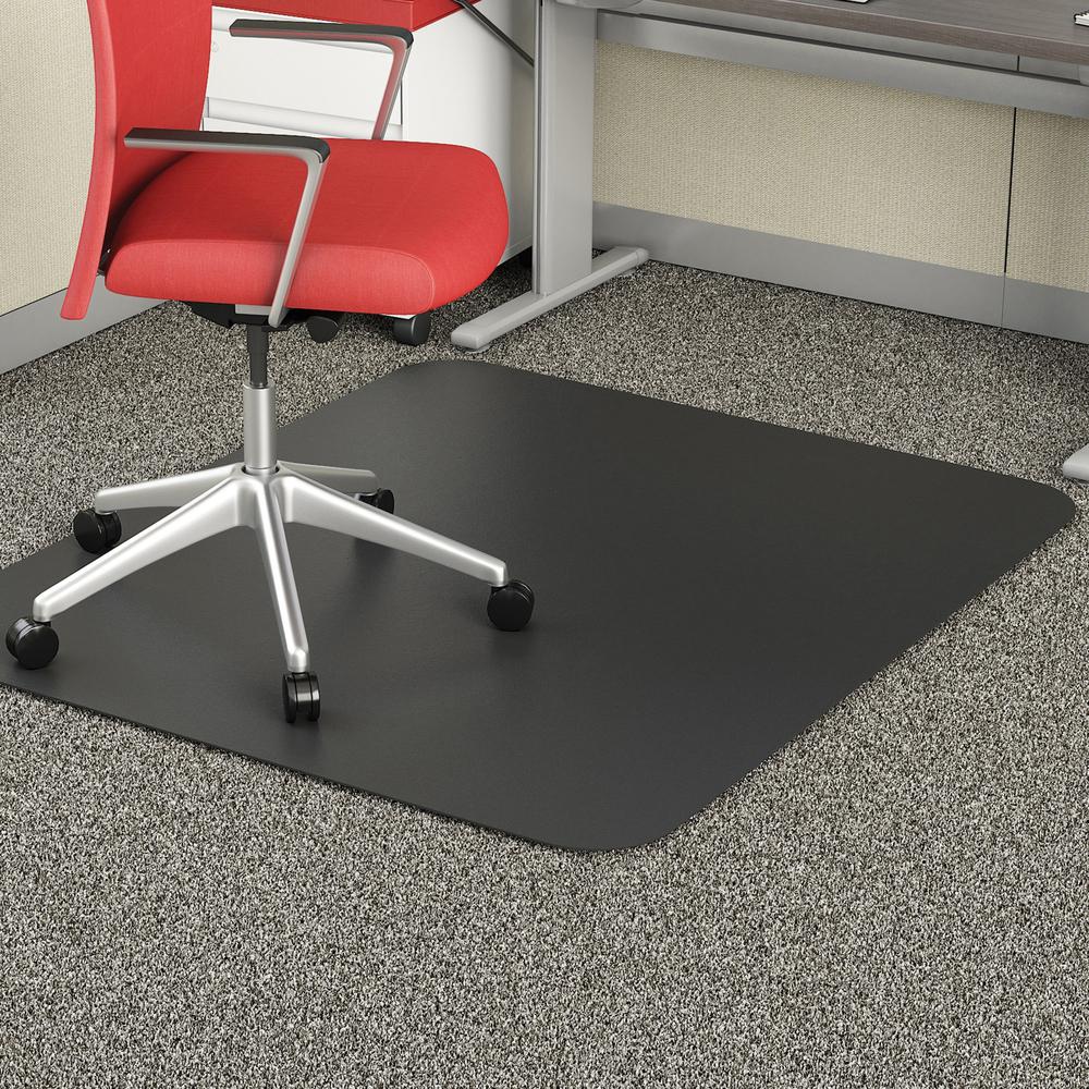 Deflecto EconoMat Chair Mat - Floor, Office, Carpeted Floor, Breakroom - 53" Length x 45" Width - Rectangle - Vinyl - Black