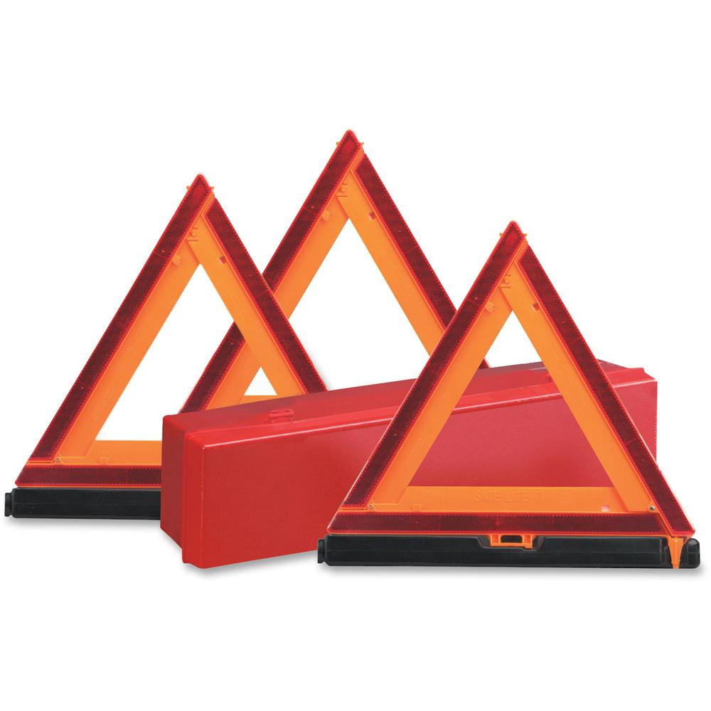 Deflecto Emergency Warning Triangle Kit - 1 Kit - 17.3" Width x 16.5" Height - Triangle Shape - Reflective, Non-flammable - Oran