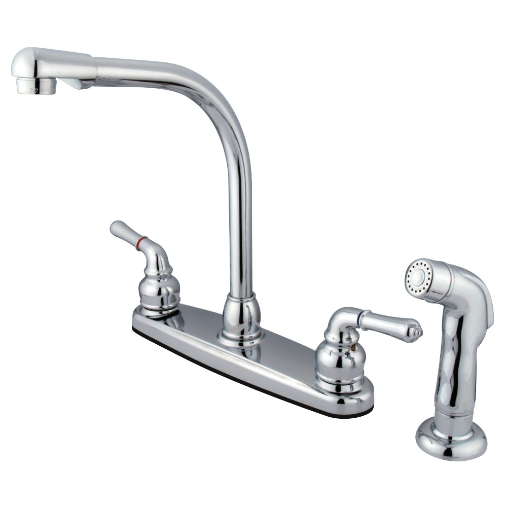 Kingston Brass FB751SP Americana 8-Inch Centerset Kitchen Faucet with Sprayer, Polished Chrome
