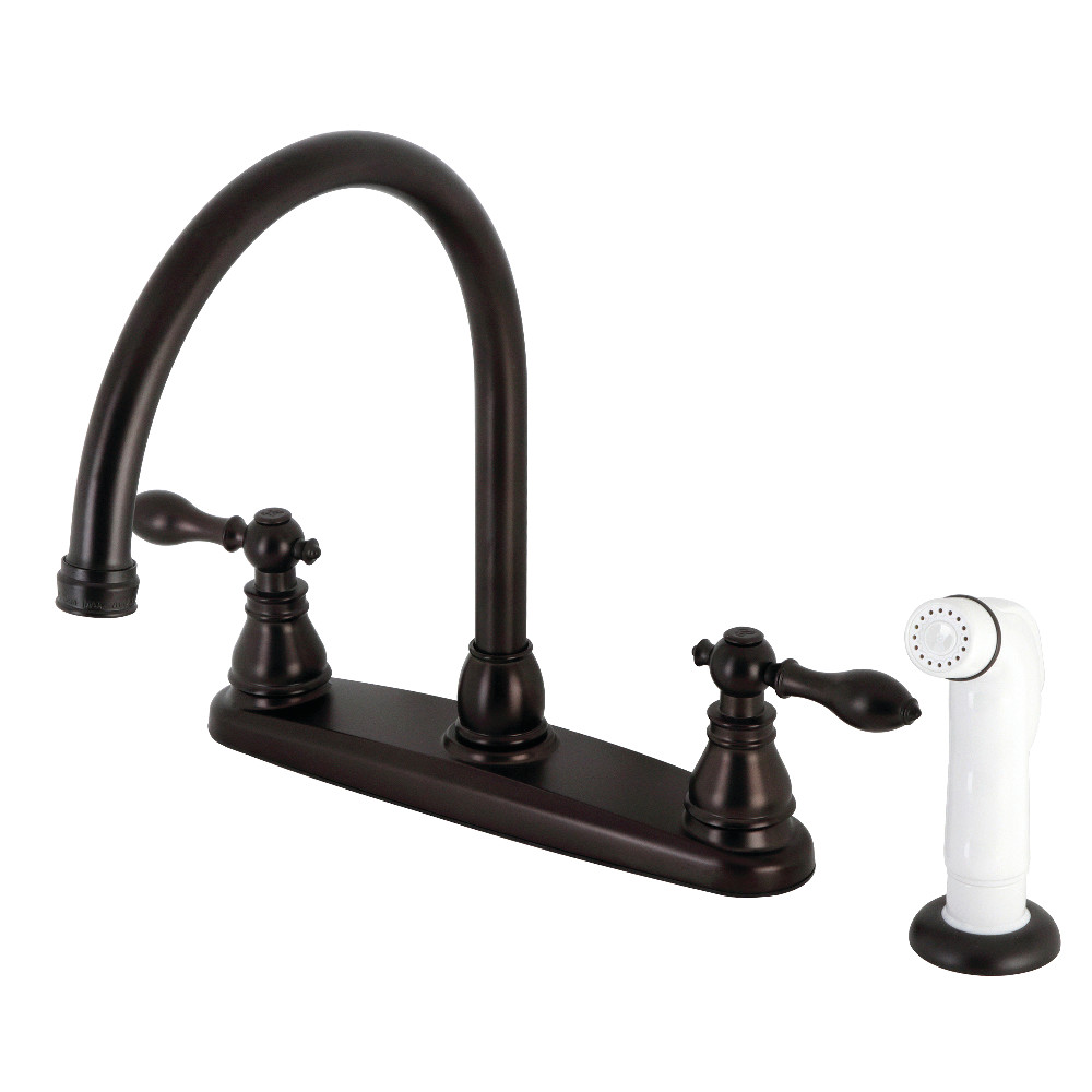 Kingston Brass KB725ACL American Classic Centerset Kitchen Faucet with Side Sprayer, Oil Rubbed Bronze