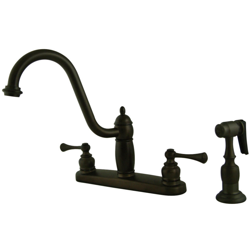 Kingston Brass KB1115BLBS Heritage Centerset Kitchen Faucet, Oil Rubbed Bronze