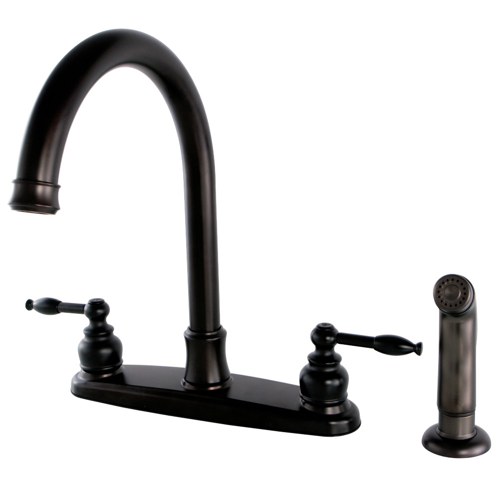 Kingston Brass FB7795KLSP Knight 8-Inch Centerset Kitchen Faucet with Sprayer, Oil Rubbed Bronze