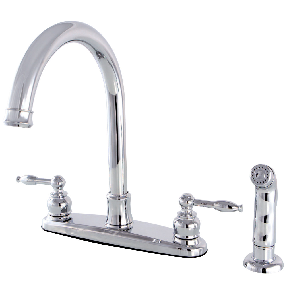 Kingston Brass FB7791KLSP Knight 8-Inch Centerset Kitchen Faucet with Sprayer, Polished Chrome