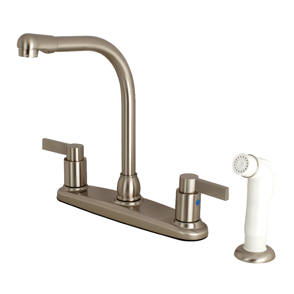 Kingston Brass FB2758NDL NuvoFusion 8-Inch Centerset Kitchen Faucet with Sprayer, Brushed Nickel