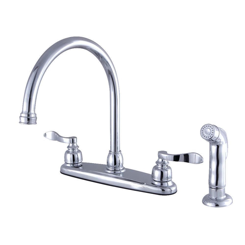 Kingston Brass FB791NFLSP NuWave French 8-Inch Centerset Kitchen Faucet with Sprayer, Polished Chrome