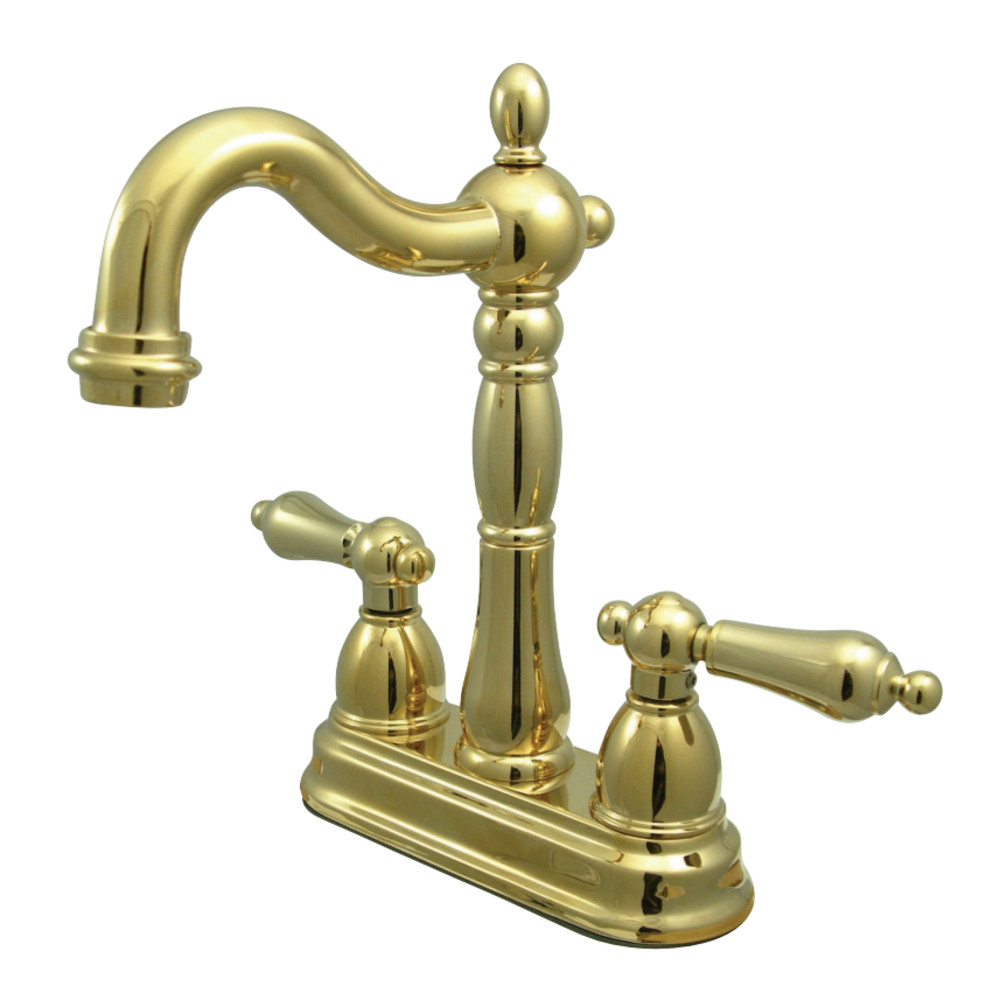 Kingston Brass KB1492AL Heritage Two-Handle Bar Faucet, Polished Brass