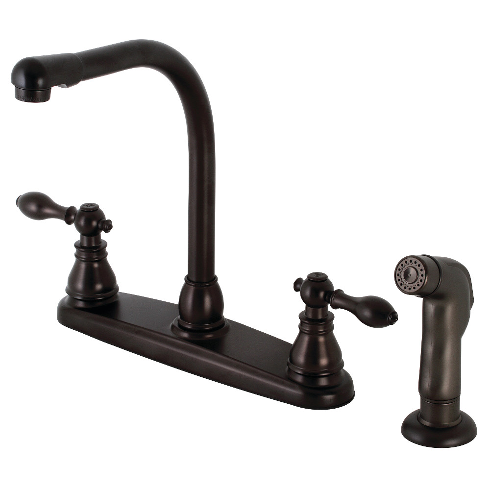 Kingston Brass KB715ACLSP American Classic Centerset Kitchen Faucet with Side Sprayer, Oil Rubbed Bronze