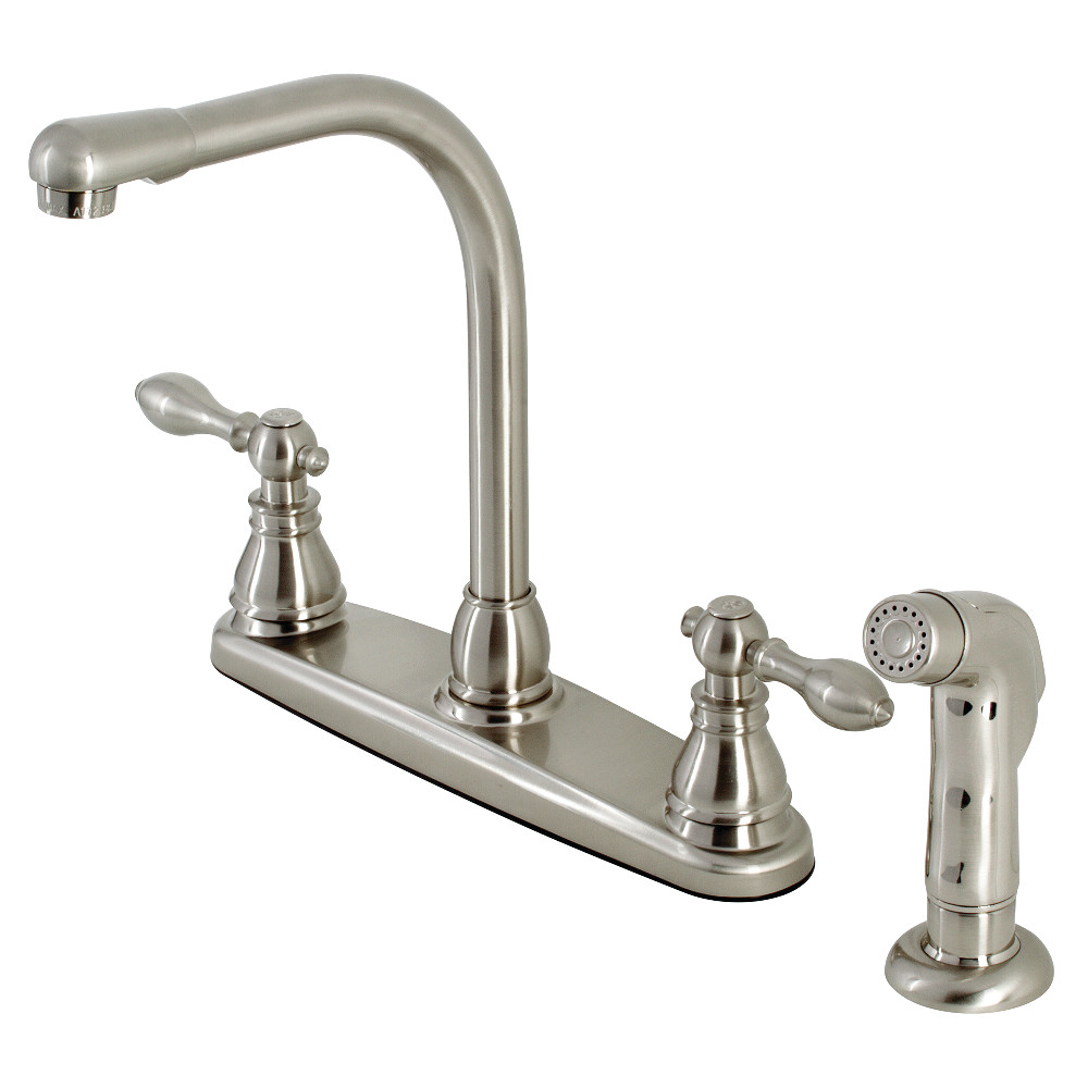 Kingston Brass KB718ACLSP American Classic Centerset Kitchen Faucet with Side Sprayer, Brushed Nickel