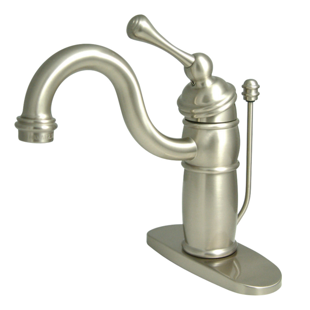 Kingston Brass KB1408BL Victorian Single-Handle Bathroom Faucet with Pop-Up Drain, Brushed Nickel